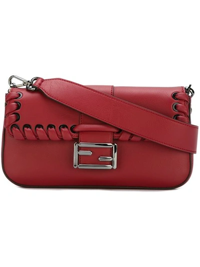 Fendi Lace-up Leather Baguette In Ribes