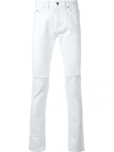 Shop Hl Heddie Lovu Distressed Slim-fit Jeans In White