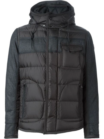 Moncler Ryan Nylon & Wool Hooded Puffer Jacket, Black In Grey | ModeSens