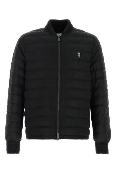 Burberry Quilted Polyester Down Jacket With Ribbed Cuffs In Black