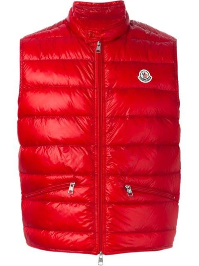 Moncler Gui Stand-collar Quilted-down Gilet In Red