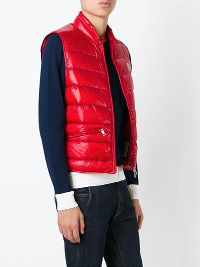 Shop Moncler Classic Padded Gilet - Red