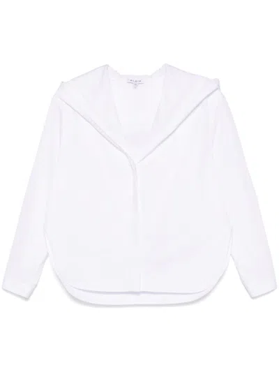 Alaïa Camicia Con Cappuccio In Popeline In White