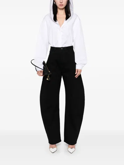 Alaïa Camicia Con Cappuccio In Popeline In White