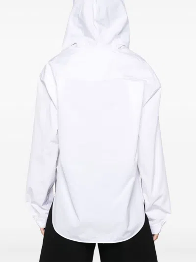 Alaïa Camicia Con Cappuccio In Popeline In White