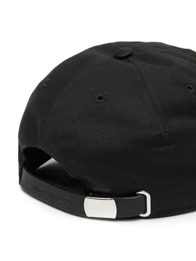 Alexander Mcqueen Oversize Embroidered Mcq Baseball Cap In Black
