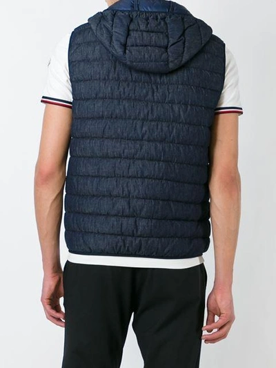 Shop Moncler Hooded Padded Gilet In Blue