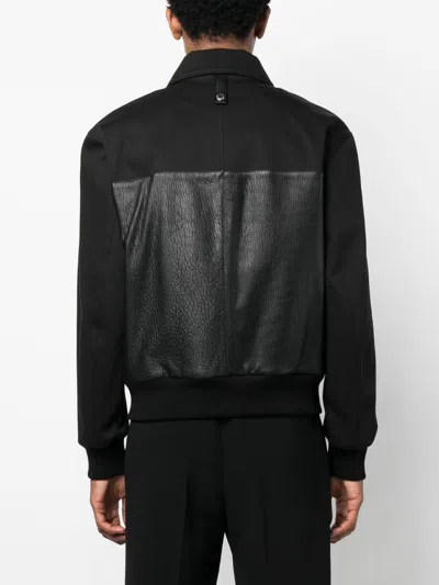 Alexander Mcqueen Leather And Fabric Bomber Jacket In Black