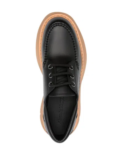 Alexander Mcqueen Leather Lace-up Shoes With Chunky Sole In Black