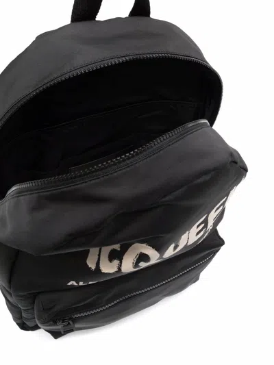 Alexander Mcqueen Black Graffiti Metropolitan Printed Backpack In Black