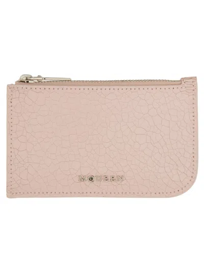 Alexander Mcqueen Logo Embossed Card Holder In Pink
