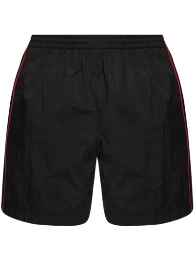 Balenciaga Rainbow Logo Elastic Waist Mesh Swim Shorts In Black