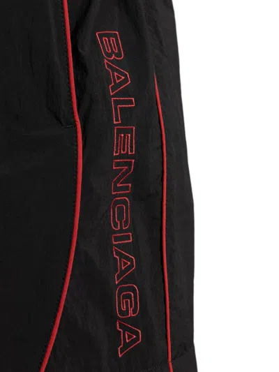 Balenciaga Rainbow Logo Elastic Waist Mesh Swim Shorts In Black