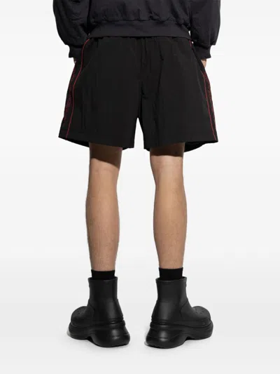 Balenciaga Rainbow Logo Elastic Waist Mesh Swim Shorts In Black