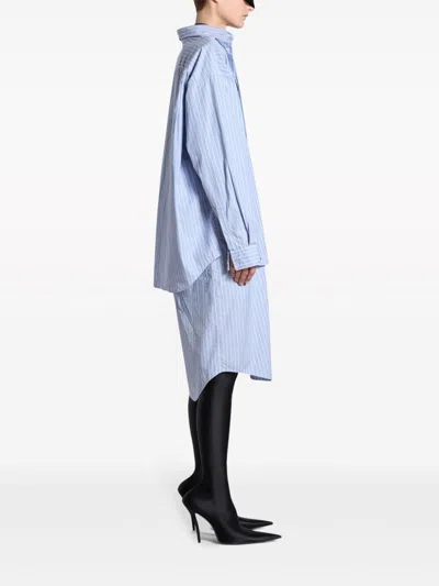 Balenciaga Layered Bb Classic Chemisier Dress In Blue