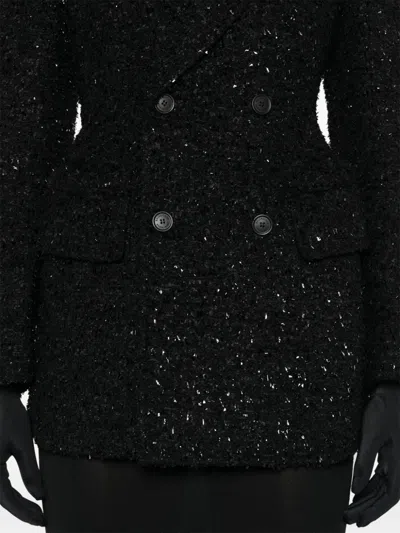 Balenciaga Women's Tweed Button Up Jacket In Black
