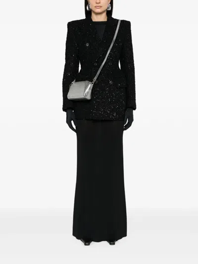 Balenciaga Women's Tweed Button Up Jacket In Black