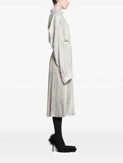 Balenciaga Pleated High Waist Midi Skirt In Gray
