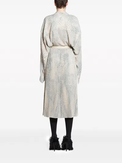 Balenciaga Pleated High Waist Midi Skirt In Gray