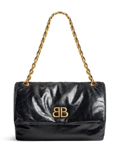 Balenciaga Medium Monaco Chain-strap Bag In Black
