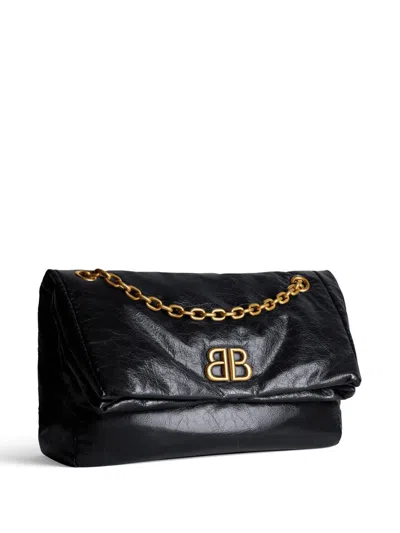 Balenciaga Medium Monaco Chain-strap Bag In Black