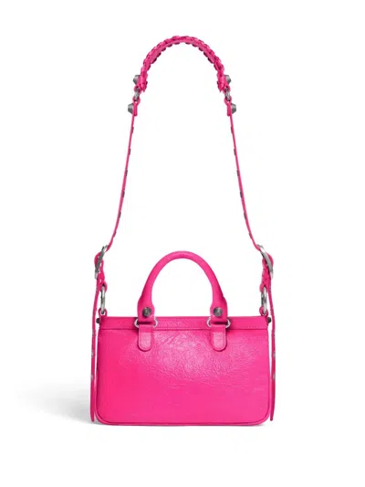 Balenciaga Green Leather Shoulder Handbag With Magnetic Closure And Metal Details In Multicolor