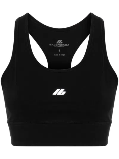 Balenciaga Sporty Reflective Logo Top Tops Black In Black
