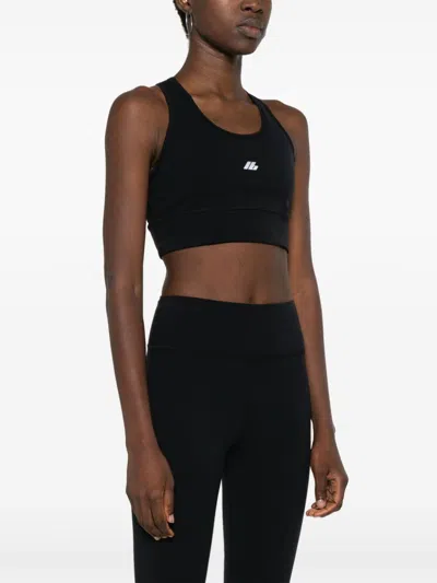 Balenciaga Sporty Reflective Logo Top Tops Black In Black