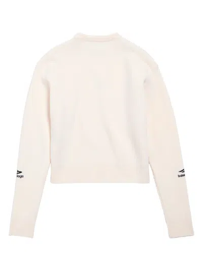 Balenciaga Wool Knitted Crewneck Ski Pullover In White
