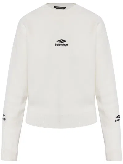 Balenciaga Wool Knitted Crewneck Ski Pullover In White