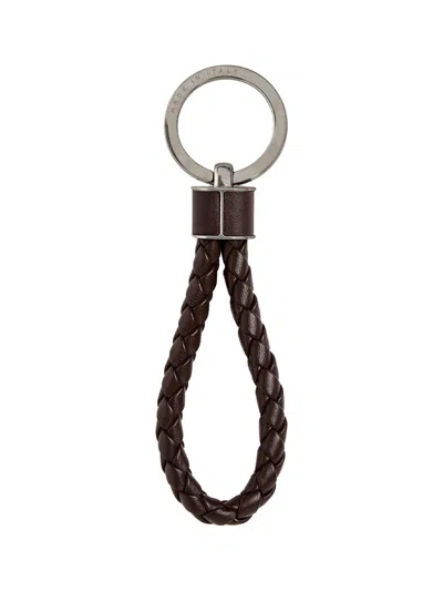Bottega Veneta Woven Key Ring Accessories In Brown