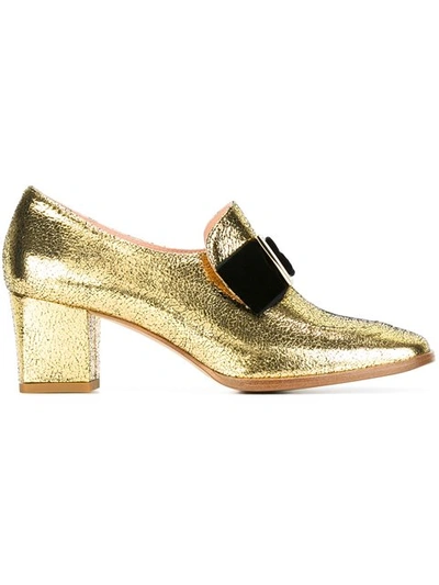 Vivetta 55mm Metallic Crackled Leather Loafers In Gold