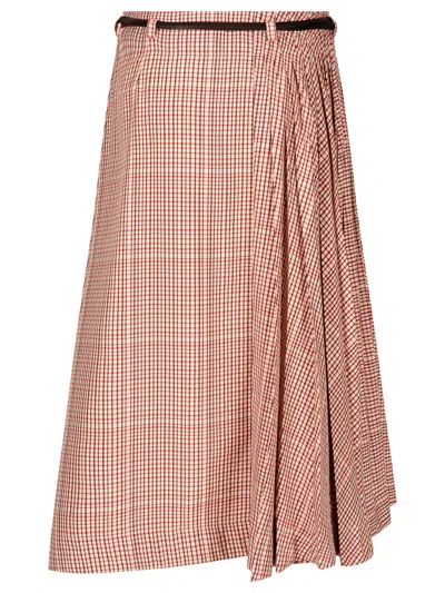Bottega Veneta Check Tech Viscose Midi Skirt Clothing In Multicolor