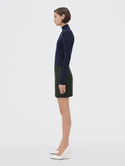 Bottega Veneta Intrecciato Leather Mini Skirt In Green