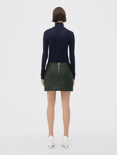 Bottega Veneta Intrecciato Leather Mini Skirt In Green