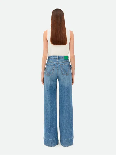 Bottega Veneta Jeans In Cotone Con Patch Posteriore In Pelle In Blue