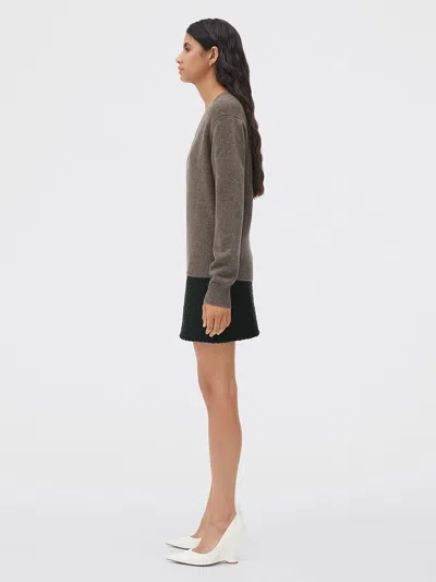 Bottega Veneta V-neck Knit Sweater Ribbed Finish In Brown