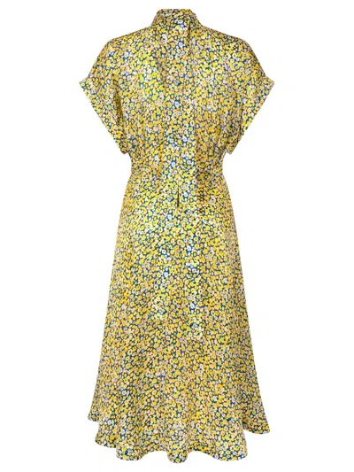 Bottega Veneta Abito In Seta Con Stampa Mini Daisy In Multicolor