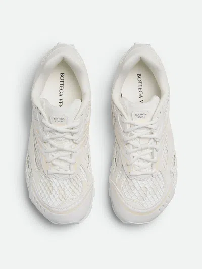 Bottega Veneta Orbit Metallic Net Runner Sneakers In White