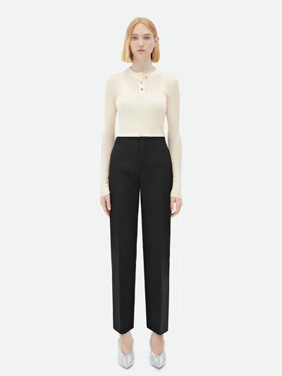 Bottega Veneta Womens Cargo-pocket Straight-leg Wool Trousers Midnight Blue In Black