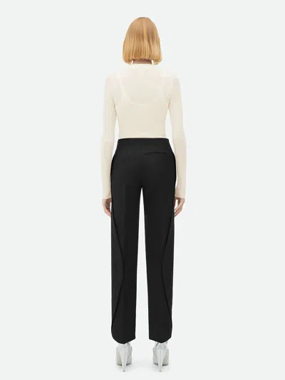 Bottega Veneta Womens Cargo-pocket Straight-leg Wool Trousers Midnight Blue In Black