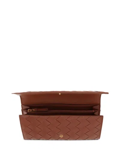Bottega Veneta Women Portafoglio Intrecciato Con Patta Grande In Brown