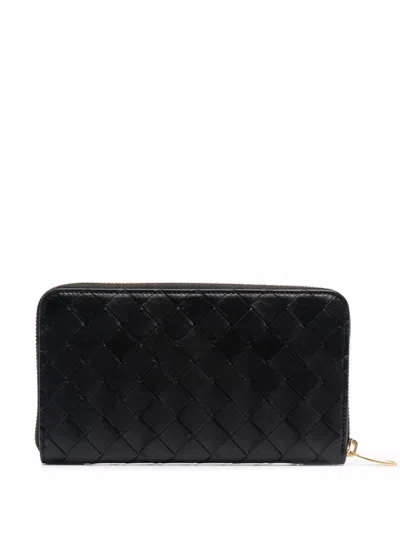 Bottega Veneta Women Portafoglio Intrecciato Con Zip In Black