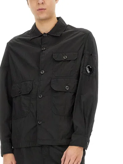 C.p. Company C.p.company Jacket With Gabardine In Black