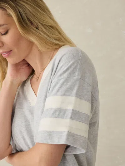 Faherty Sunwashed Slub Varsity T-shirt In Grey Varsity