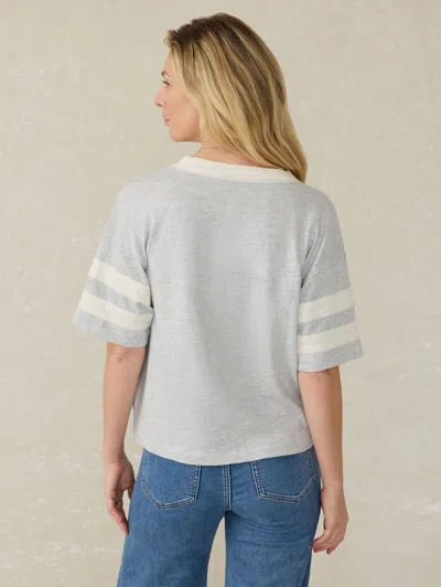 Faherty Sunwashed Slub Varsity T-shirt In Grey Varsity