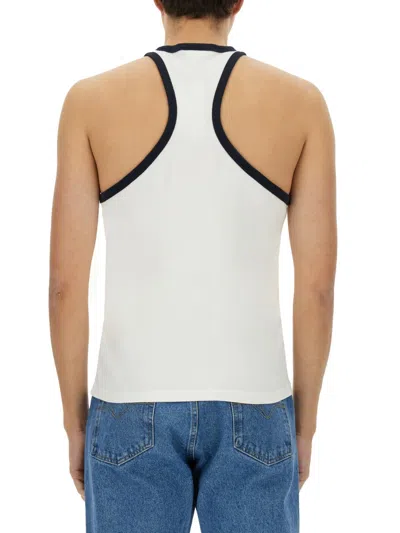 Courrèges Sleeveless Top With Adjustable Straps And Contrast Trim In White