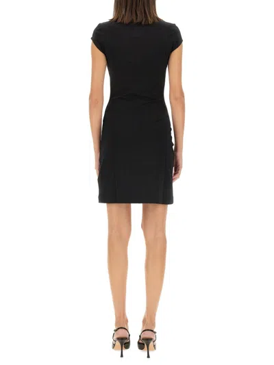 Diesel Abito Corto Con Dettaglio Oval D Cut Out In Cotone Stretch Nero Donna In Black