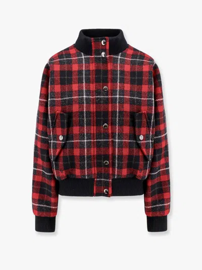 Dior Christian  Checked Bomber Jacket In Red