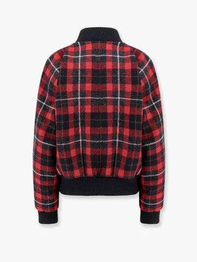 Dior Christian  Checked Bomber Jacket In Red